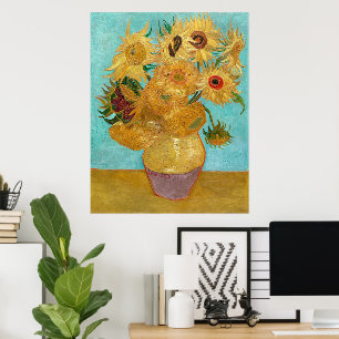 Vase with Twelve Sunflowers by Vincent Van Gogh  Poster