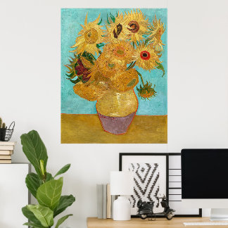 Vase with Twelve Sunflowers by Vincent Van Gogh  Poster
