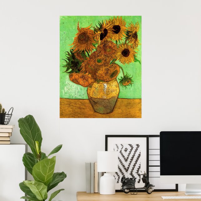 Vase with Twelve Sunflowers by Vincent van Gogh Poster (Home Office)