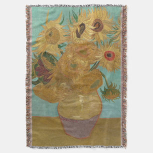 Vase with Twelve Sunflowers by Vincent van Gogh Throw Blanket