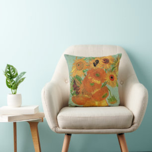 Vase with Twelve Sunflowers by Vincent van Gogh Throw Pillow