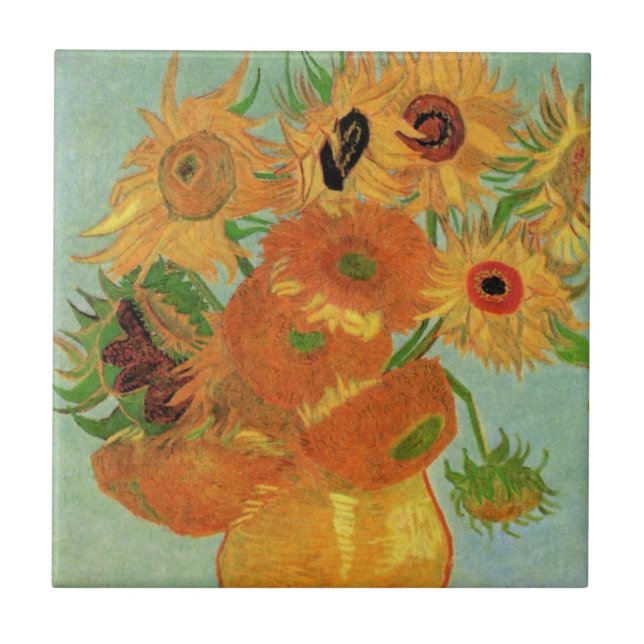 Vase with Twelve Sunflowers by Vincent van Gogh Tile (Front)