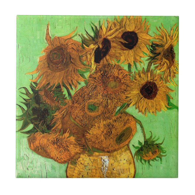 Vase with Twelve Sunflowers by Vincent van Gogh Tile (Front)