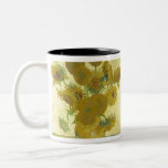 Vase with Twelve Sunflowers by Vincent van Gogh Two-Tone Coffee Mug<br><div class="desc">Sunflowers (original title, in French: Tournesols) is the name of two series of still life paintings by the Dutch painter Vincent van Gogh. The first series, executed in Paris in 1887, depicts the flowers lying on the ground, while the second set, made a year later in Arles, shows a bouquet...</div>