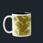 Vase with Twelve Sunflowers by Vincent van Gogh Two-Tone Coffee Mug<br><div class="desc">Sunflowers (original title, in French: Tournesols) is the name of two series of still life paintings by the Dutch painter Vincent van Gogh. The first series, executed in Paris in 1887, depicts the flowers lying on the ground, while the second set, made a year later in Arles, shows a bouquet...</div>