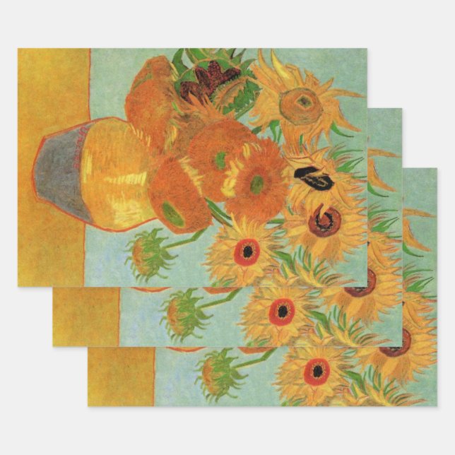 Vase with Twelve Sunflowers by Vincent van Gogh Wrapping Paper Sheet (Set)