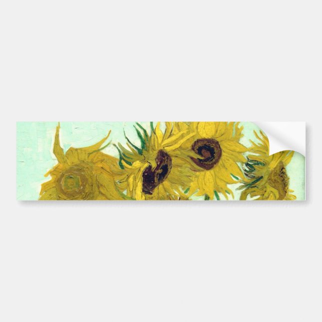 Vase with Twelve Sunflowers Van Gogh Fine Art Bumper Sticker (Front)