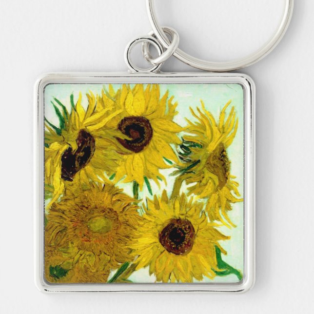 Vase with Twelve Sunflowers, Van Gogh Fine Art Keychain (Front)
