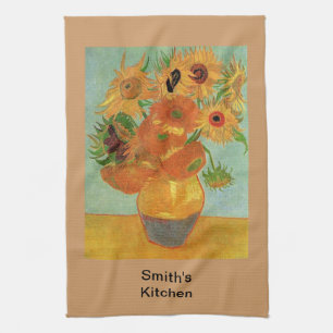 Vase with twelve sunflowers, Vincent van Gogh Kitchen Towel