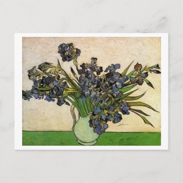 Vase with Violet Irises Van Gogh Fine Art Postcard (Front)