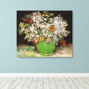 Vase with Zinnia Flowers by Vincent van Gogh Canvas Print