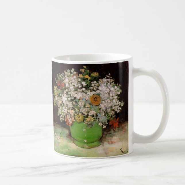 Vase with Zinnia Flowers by Vincent van Gogh Coffee Mug (Right)