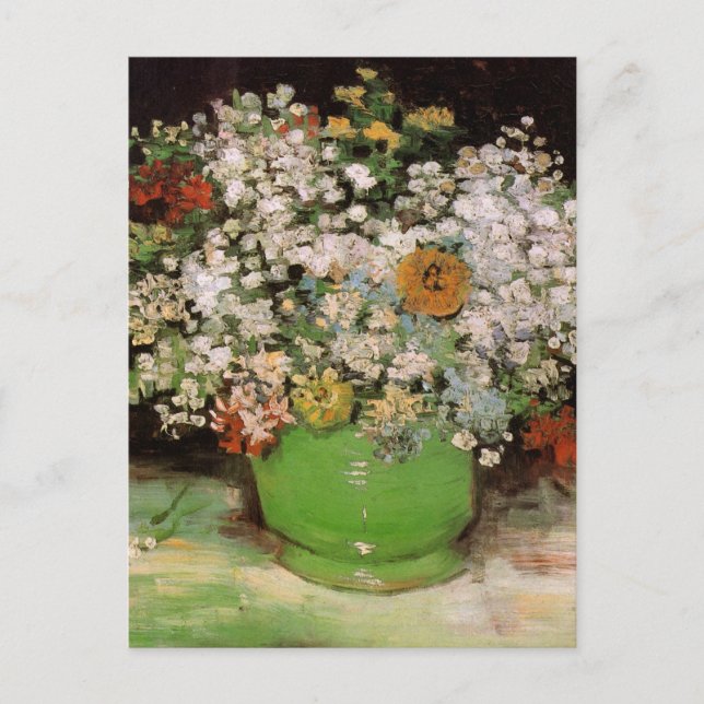 Vase with Zinnia Flowers by Vincent van Gogh Postcard (Front)