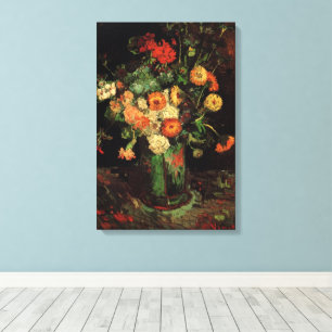 Vase with Zinnias and Geraniums, Vincent van Gogh Canvas Print