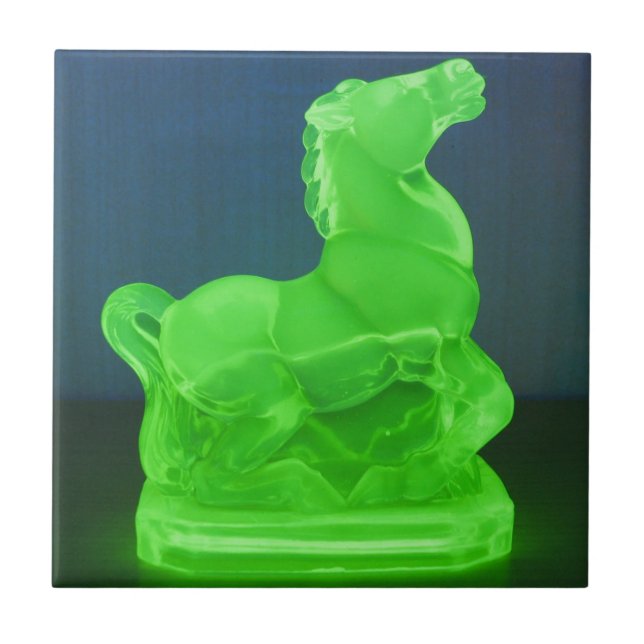 Vaseline glass horse tile (Front)