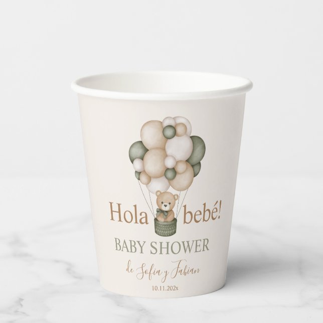 Vasos De Papel Teddy Bear Baby Shower Boy Paper Cups (Back)