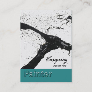 Vasquez - Bold Painter Artist Illustrator (teal) Business Card