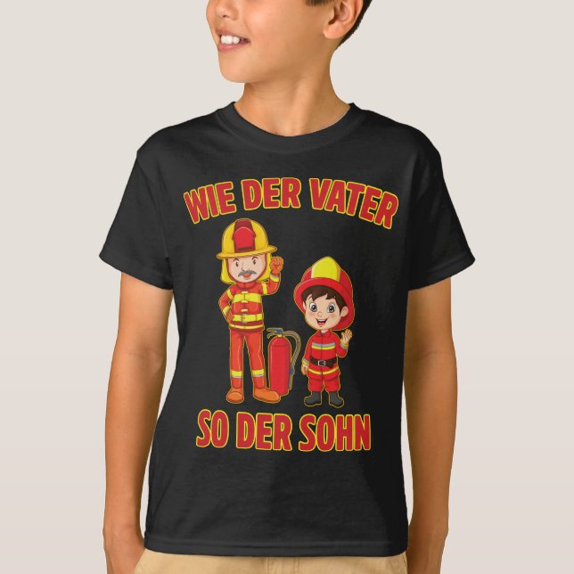 Vater Sohn Feuerwehrmann Junge Feuerwehr T-Shirt (Front)