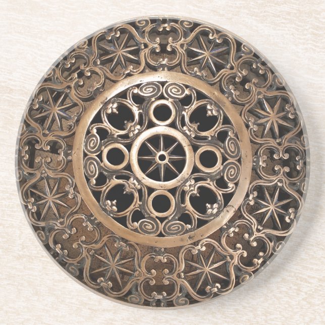 Vatican ancient metal bronze steampunk mysterious coaster (Front)