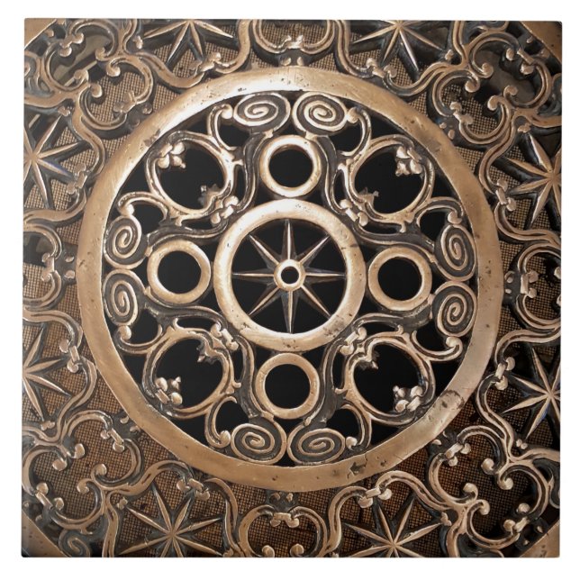 Vatican ancient metal bronze steampunk mysterious tile (Front)