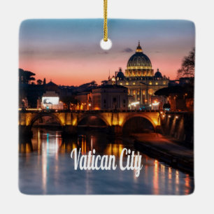 Vatican City At Night Roman Catholic Church Ceramic Ornament