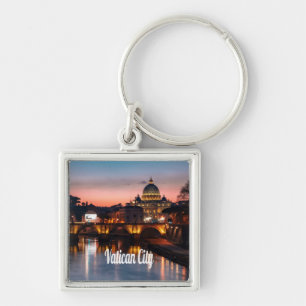 Vatican City At Night Roman Catholic Church Keychain