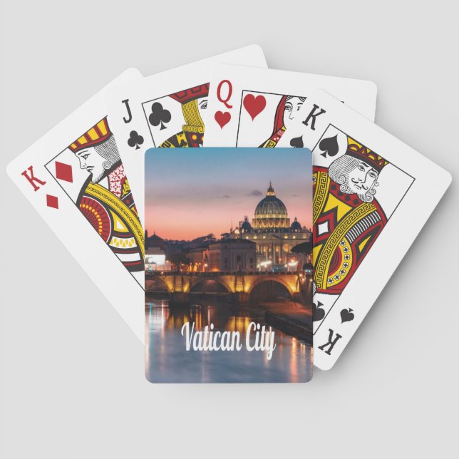 Vatican City At Night Roman Catholic Church Playing Cards (Back)