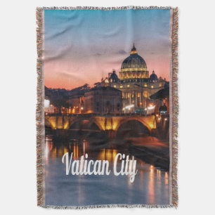 Vatican City At Night Roman Catholic Church Throw Blanket