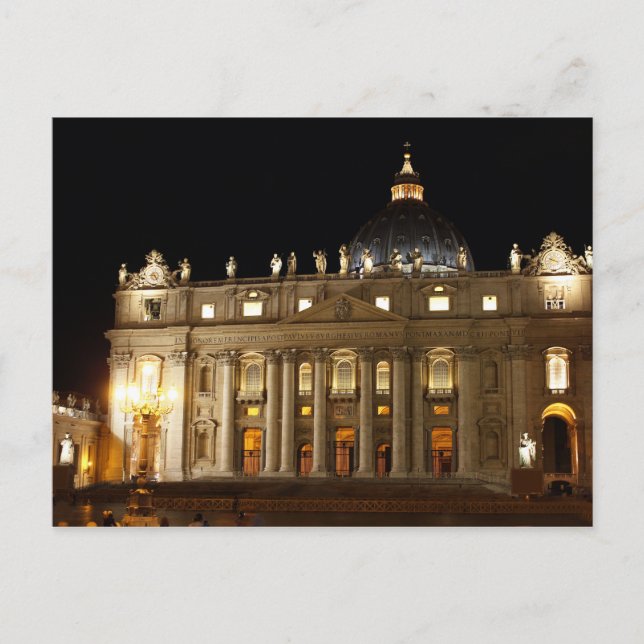 Vatican City Basilica at Night Postcard (Front)