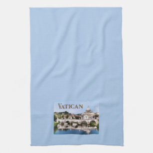Vatican City Seen from Tiber River text VATICAN Kitchen Towel