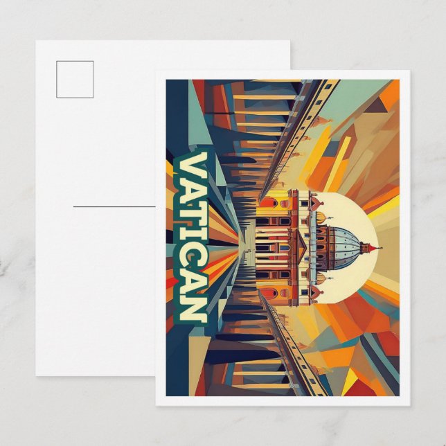 Vatican City Travel artistic colourful Postcard (Front/Back)