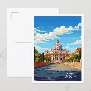 Vatican Italy Art Vintage Travel Illustration Postcard
