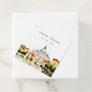 Vatican Rome Italy Watercolor Landscape Wedding Favour Tags