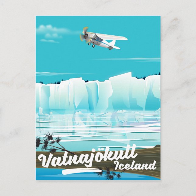 Vatnajökull iceland travel poster postcard (Front)