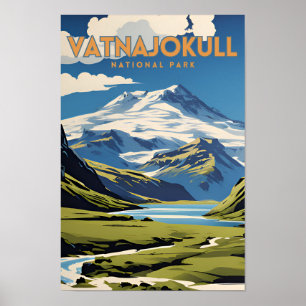 Vatnajokull National Park Vintage Traveller Poster