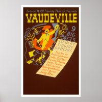Vaudeville Vintage Poster - 9 Big Acts
