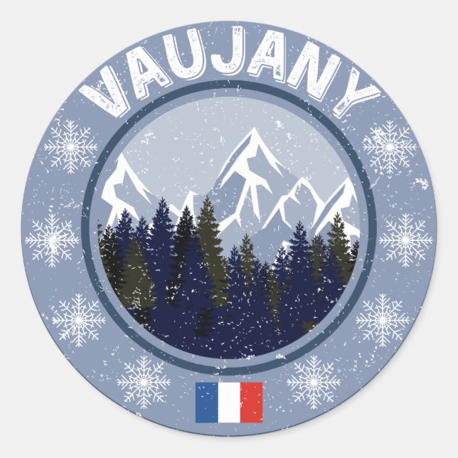 Vaujany Ski Station Classic Round Sticker (Front)