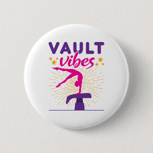 Vault Vibes Gymnastics Gymnast Girls 2 Inch Round Button