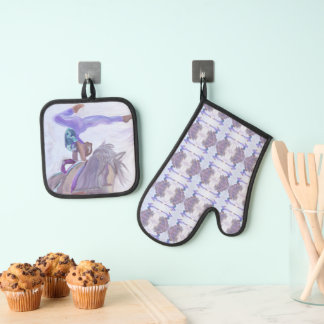 Vaulting Horse  Oven Mitt & Pot Holder Set