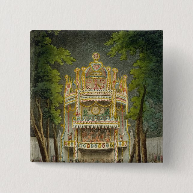 Vauxhall gardens, 1808 2 inch square button (Front)