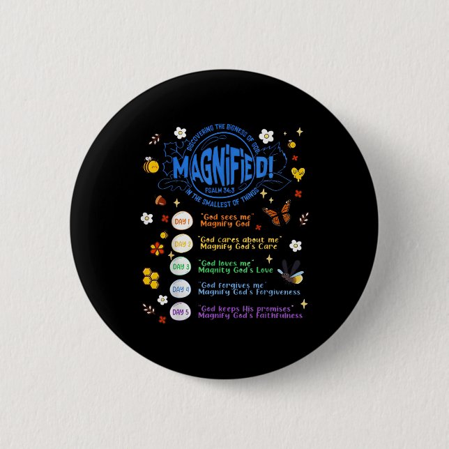 Vbs 2025 Magnified Smallest Insects Adventure Vbs  2 Inch Round Button (Front)