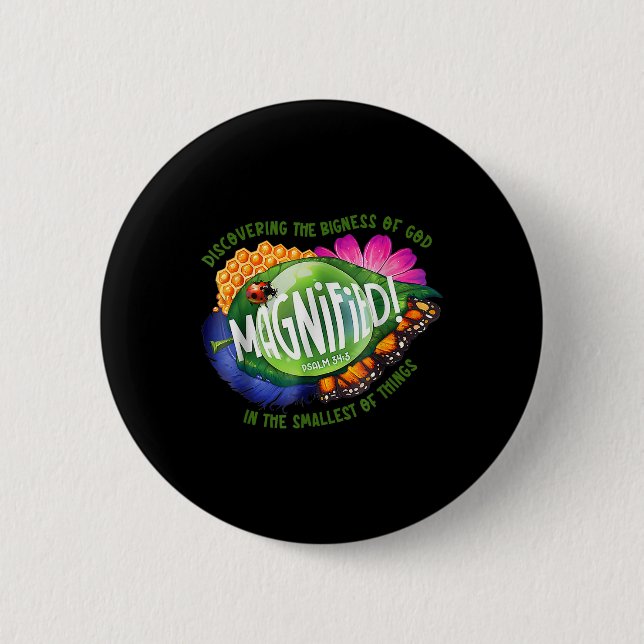 Vbs 2025 Magnified Smallest Insects Adventure Vbs  2 Inch Round Button (Front)