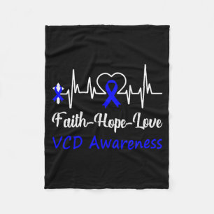 Vcd Awareness Heartbeat Christian Cross Faith Hope Fleece Blanket