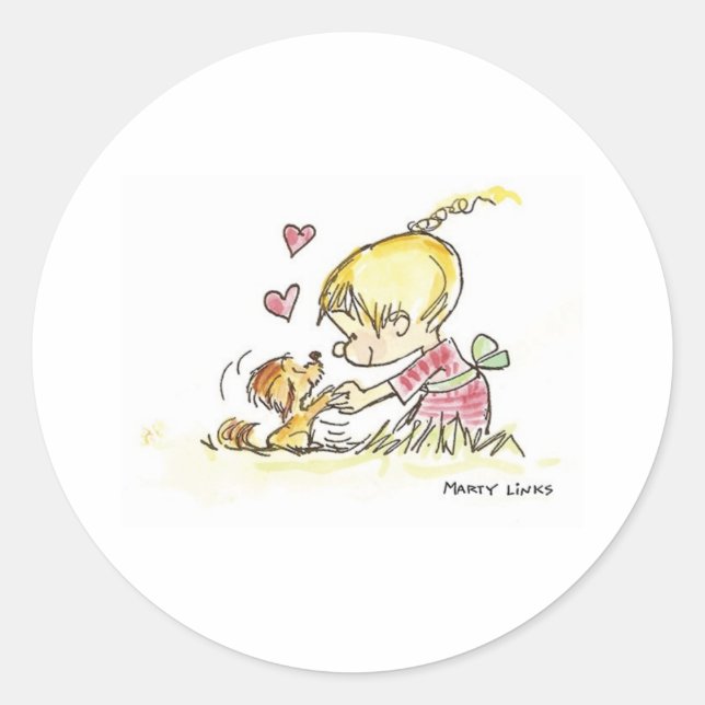 VDA-006 Doggy Devotion Classic Round Sticker (Front)