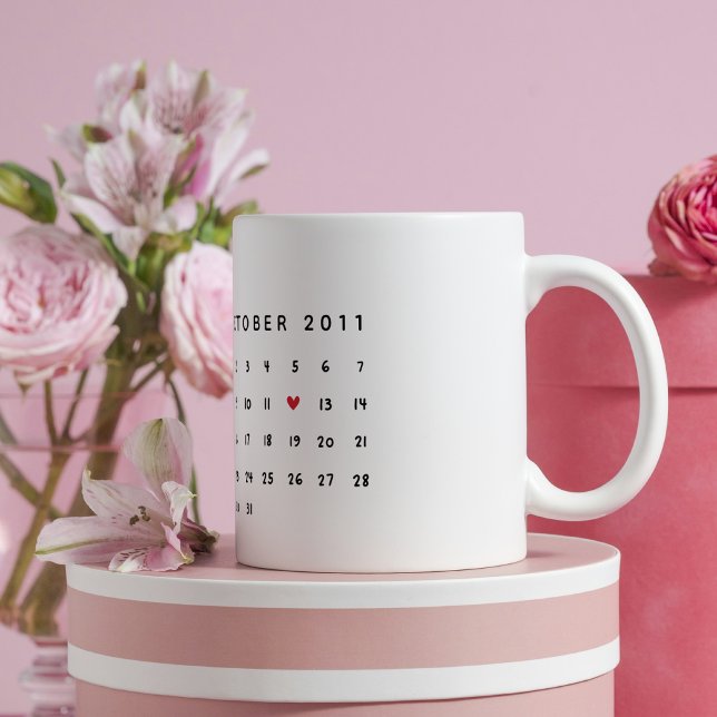 Vday Custom Calendar  – Mark Your Special Day Two-Tone Coffee Mug (Creator Uploaded)