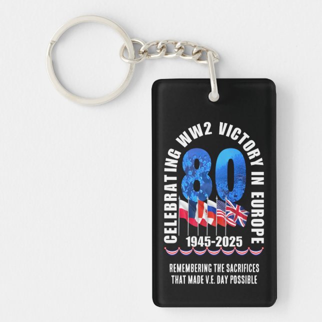 VE DAY 80th Anniversary Victory in Europe WW2 Keychain (Front)