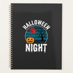Vecteur d'arbre de citrouille de nuit d'Halloween