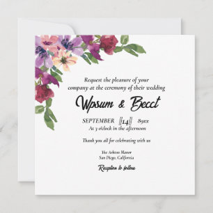 Vecteur de carte Carré mariage Flower Card Invitat