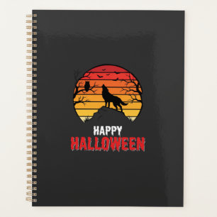 Vecteur de loup de coucher de soleil Halloween heu