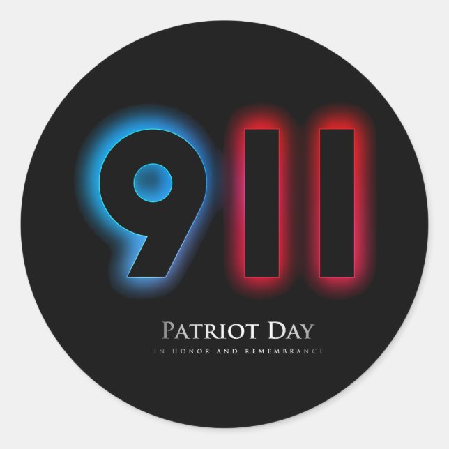 Vector 911 patriot day classic round sticker (Front)